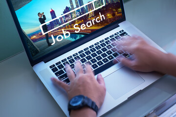 Man browsing human resources recruitment website.