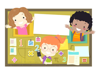 Kids School Math Bulletin Board Illustration - 356026617