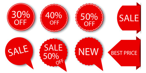 Discount sticker icon. Red label with a hot offer. Cheap price template. Vector image.