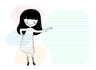 Girl Doodle Show Space Left Side Illustration