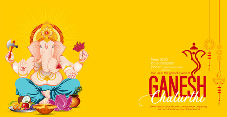 vector illustration of Lord Ganpati caricature background for Ganesh Chaturthi festival of India