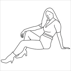 woman wearing pink cloth and blue shorts in fashionable style vector illustration