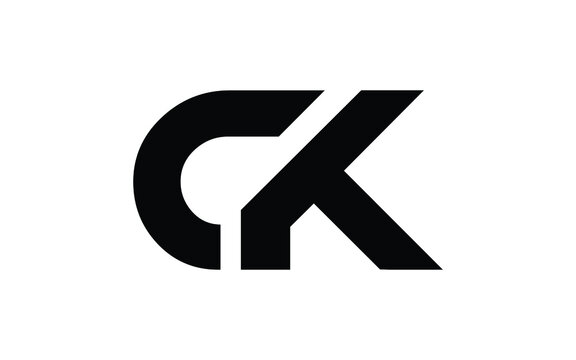 CK or KC Letter Initial Logo Design, Vector Template
