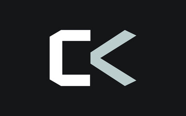 CK or KC Letter Initial Logo Design, Vector Template