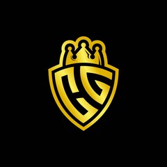 CG monogram logo with shield and crown style design template