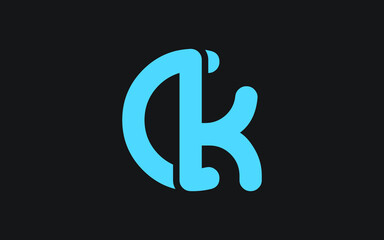 CK or KC Letter Initial Logo Design, Vector Template