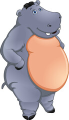 cute hippo cartoon on a white background