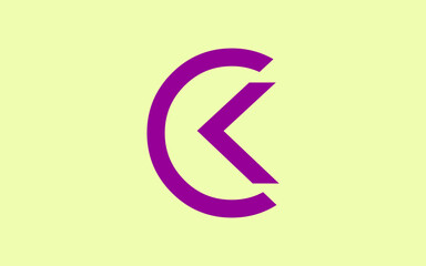 CK or KC Letter Initial Logo Design, Vector Template