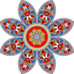 colorful vector ornament kalamkari outline mandala round design