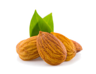 Almonds nut an isolated on white background.