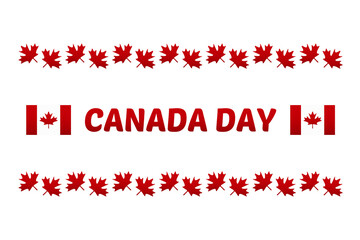 Fototapeta na wymiar Canada Day card, illustration with national canadian flags and maple leaves design.