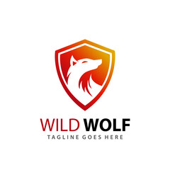 Abstract The Wolf Square Logo Design Vector Illustration