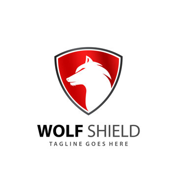 Abstract Wolf Shield Logo Design Vector Illustration