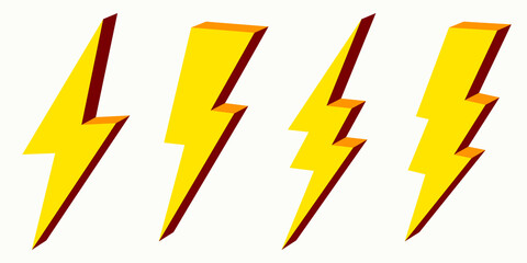 Lightning bolt. Vector logo. Lightning icon set.