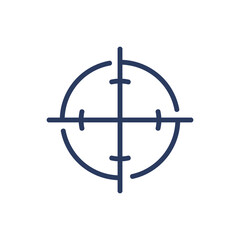 Optical focus thin line icon. Circular crosshair, firearm, aiming, game isolated outline sign. Target, accuracy, focus concept. Vector illustration symbol element for web design and apps