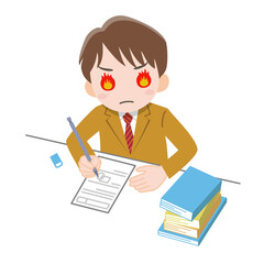 猛烈に勉強する男の子