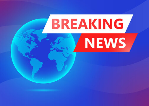 Background screen saver on breaking news. Breaking news on world map background. Vector illustration.