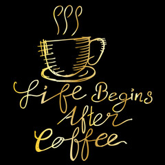life begins after coffee, quote vector