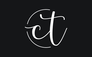 ct or tc Cursive Letter Initial Logo Design, Vector Template