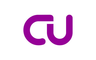 CU or UC Letter Initial Logo Design, Vector Template
