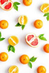 Citrus pattern on white background top view