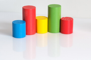 Wooden blocks in the form of graphs.