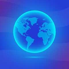 Earth Icon. Vector globe world map Blue Illustration Vector