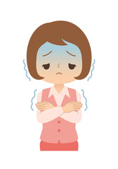 体調不良で悪寒がする会社員女性