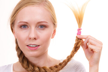 Blonde girl with braid hair