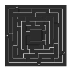 Maze, puzzle for children and adults. The task of developing memory and attention. Page for children's books. Vector illustration, square shape maze. Game for children and adults.