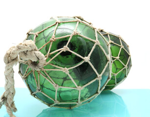 Glass net float used for holding fishing nets up. Used extensively in Asian countries in the fishing 