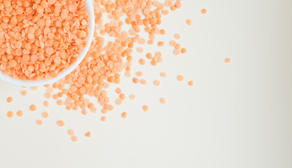 lentils in a cup on a light background