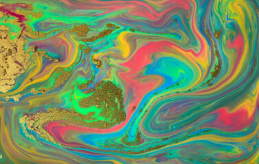 Pastel turquoise, pink and gold ripplle abstract texture.