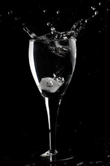 Clear Water splash on black background