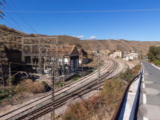 railway passing through Santa Fe de Mondujar (Spain)