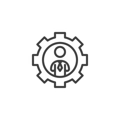 Business manager line icon. linear style sign for mobile concept and web design. Businessman gear outline vector icon. Symbol, logo illustration. Vector graphics