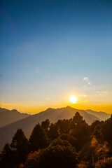 Beautiful Annapurna mountains view from Poon Hill viewpoint, Nepal