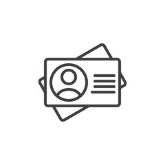 ID cards line icon. Employee card linear style sign for mobile concept and web design. Identity badge outline vector icon. Symbol, logo illustration. Vector graphics