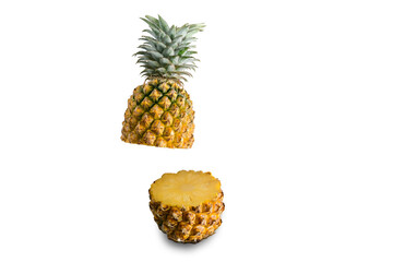 Pineapple half. Pineapple slice isolated on white
