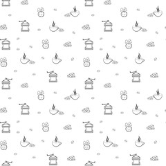 Seamless coffee. Coffee bean grinder. pot flower. Coffee beans pattern background, Seamless backgrounds and wallpapers for fabric, packaging, Decorative print, Textile, repeating pattern