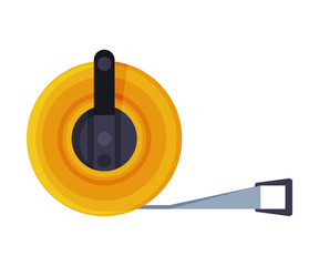 Measure Tape, Construction Tool Flat Style Vector Illustration on White Background