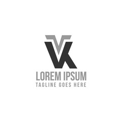 Simple VK letter sign symbol with shadow on the white background