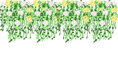 Falling flowers on a white background. Vector illustration, flat design.