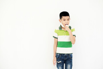Boy eating ice cream cone