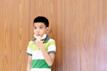 Boy eating ice cream cone