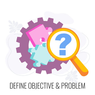 Define Objective And Problem Icon. Market Research.