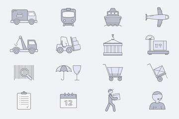 Delivery Icons set - Vector color symbols of shipping, service, transportation, logistics for the site or interface