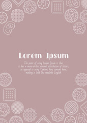 Cookie - vertical card with text and vector outline illustrations of sweet dessert for graphic design