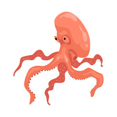 Octopus, Marine Life Element, Sea or Ocean Animal Vector Illustration