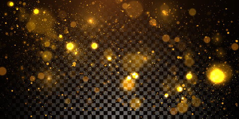 Golden particles isolated on transparent background	